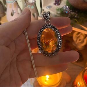 Citrine Sterling Silver Pendant Necklace
